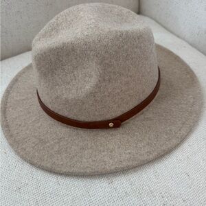 Free People Cream hat with Brown Band